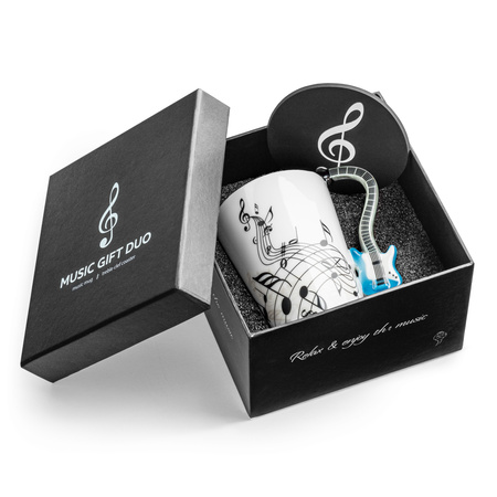 Music Gift Duo - Music mug ELECTRIC GUITAR BLUE + coaster 