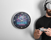 GAMER'S wall clock - glows in the dark