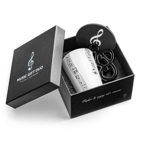 Music Gift Duo - Music mug TREBLE CLEF + coaster 