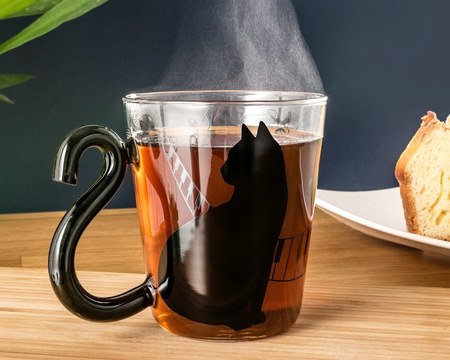 Cat glass with tail handle 