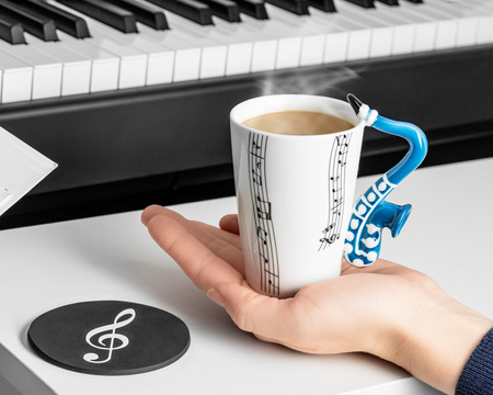 Music Gift Duo - Music mug SAXOPHONE + coaster 