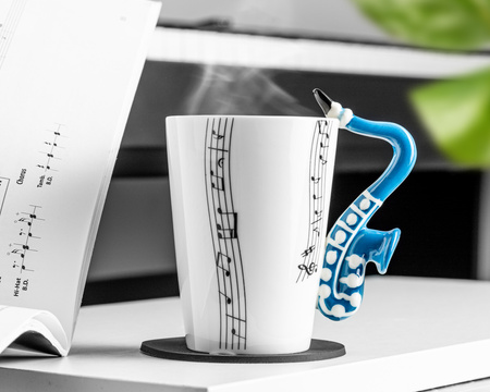 Music Gift Duo - Music mug SAXOPHONE + coaster 