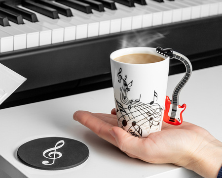 Music Gift Duo - Music mug ELECTRIC GUITAR RED + coaster