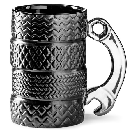 TYRES ceramic mug SILVER WRENCH HANDLE