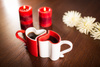 Romantic mugs red-white