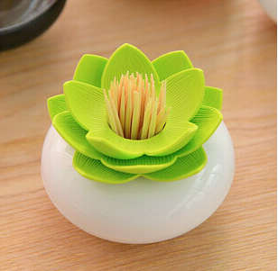 Lotus bud & tooth pick holder - GREEN