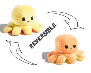 Reversible plush toy - octopus (orange- yellow)    