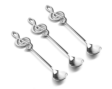 Metal tea spoons MUSIC CLEF 3 pcs SILVER