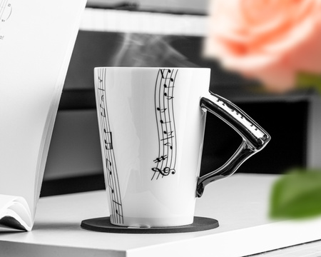 Music Gift Duo - Music mug PIANO + coaster