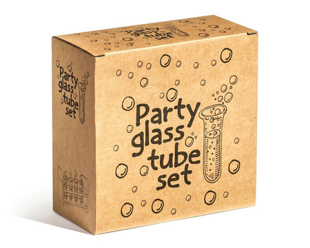 Party glass tube set 4 pcs with wooden holder 