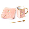 BAG mug ceramic set with spoon & saucer - PINK