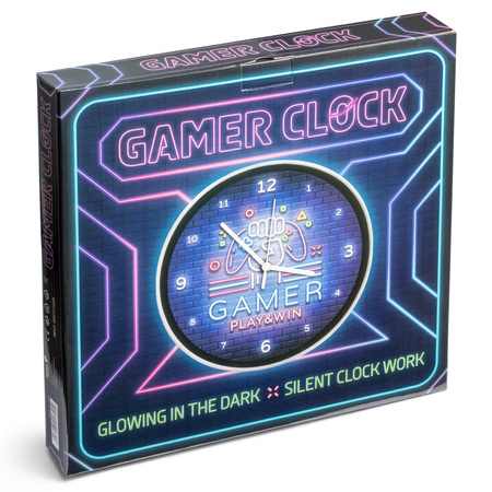 GAMER'S wall clock - glows in the dark