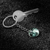 Keychain - glass MOON - glowing in the dark 