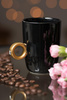 Ring mug black - golden ring