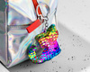 Keychain KITTY rainbow sequins 