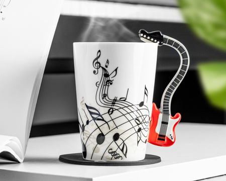 Music Gift Duo - Music mug ELECTRIC GUITAR RED + coaster