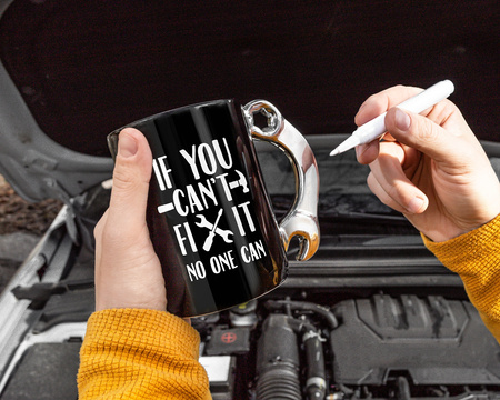 FIXIT MUG with a WHITEBOARD MARKER  