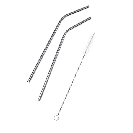 Stainless steel drinking straws (2 pcs/set + brush)