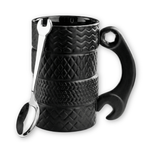 Ceramic Tire Mug with Wrench Handle and Spoon