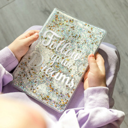 Notebook - FOLLOW YOUR DREAMS - golden sequins