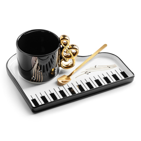 Ceramic Coffee Music Set with spoon & saucer