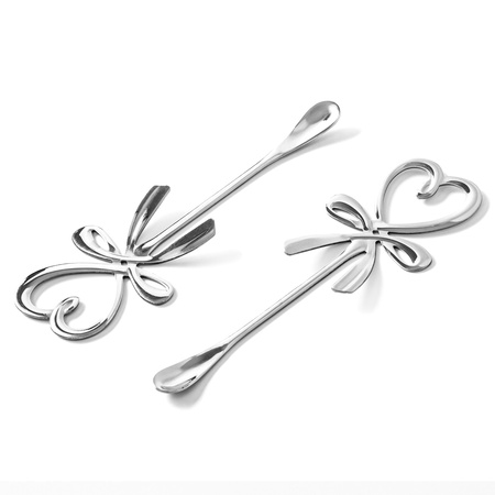 Stirrer and mini teaspoon HEART SHAPED BOW 2 pcs 