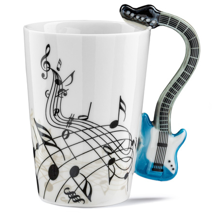 Music Gift Duo - Music mug ELECTRIC GUITAR BLUE + coaster 