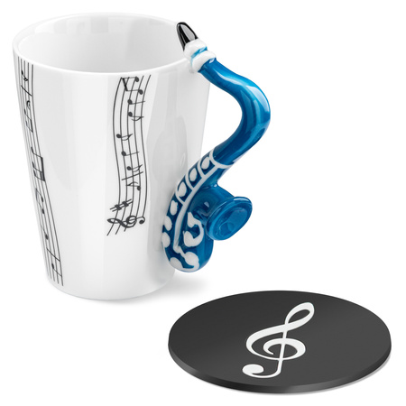 Music Gift Duo - Music mug SAXOPHONE + coaster 