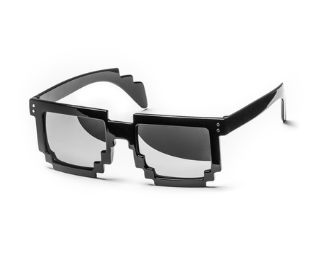 8 bit pixel party glasses - black/mirror