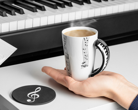 Music Gift Duo - Music mug KEYBOARD + coaster 