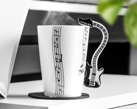 Music Gift Duo - Music mug ELECTRIC GUITAR BLACK + coaster 