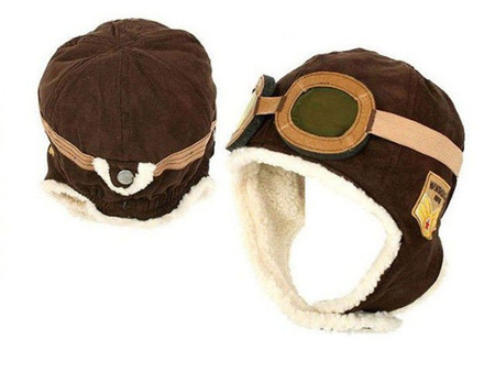 Pilot hat for kids - brown