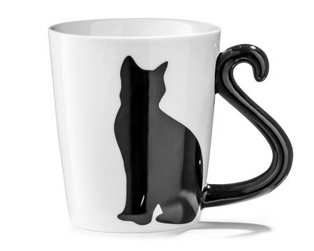 Cat mug with tail handle 