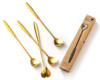 Heart spoons with loong handle 4 pcs - GOLDEN